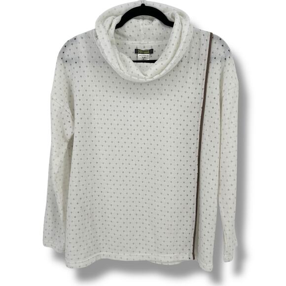 Dolcezza Sheer Silver Polka Dot Cowl Neck Sweater Women's Size Small - Picture 1 of 5